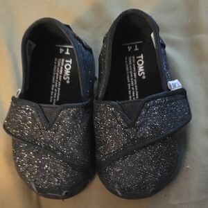 TOMS Kids Glitter Black Shoes